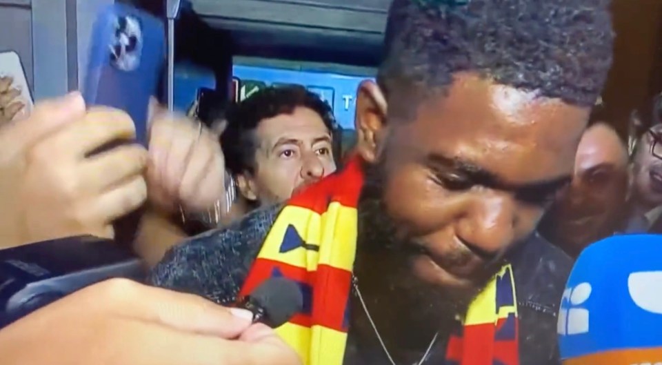 Umtiti broke down in tears upon his arrival in Italy