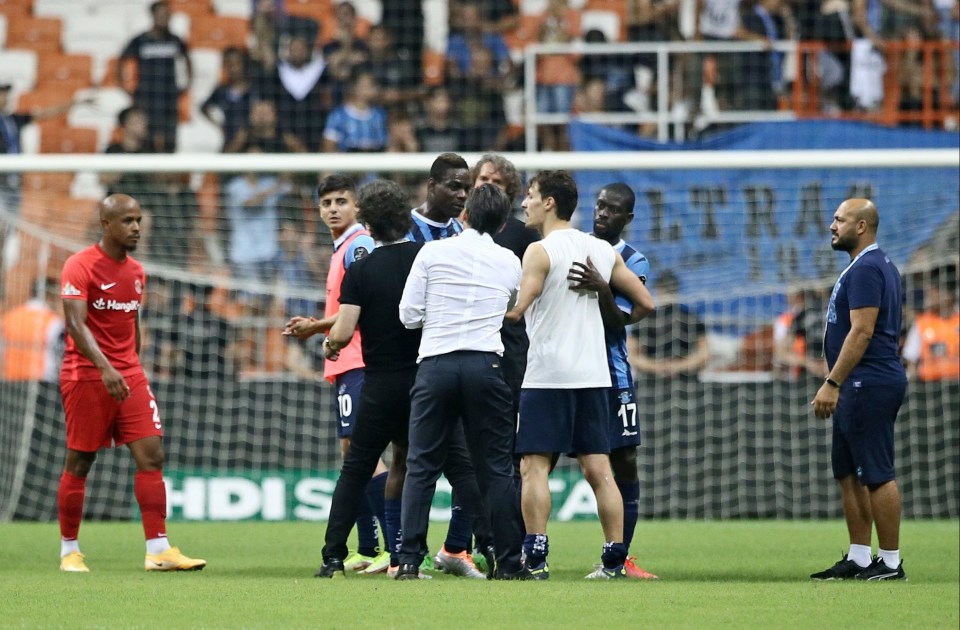 Mario Balotelli was involved in an explosive bust-up with his Adana Demirspor boss Vincenzo Montella