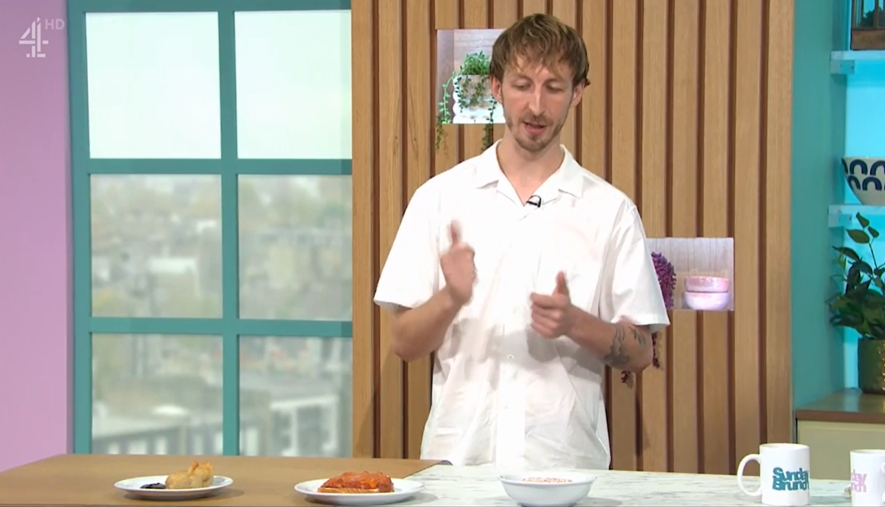 Elliot Kaye makes beans on toast on Sunday Brunch