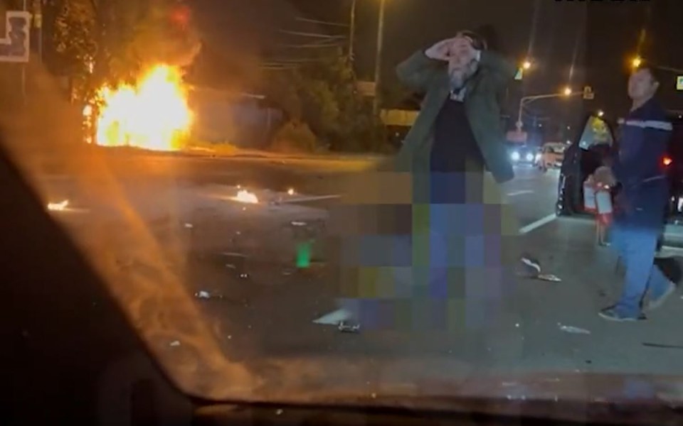 Putin’s spiritual guide Alexander Dugin pictured at the scene of the blast