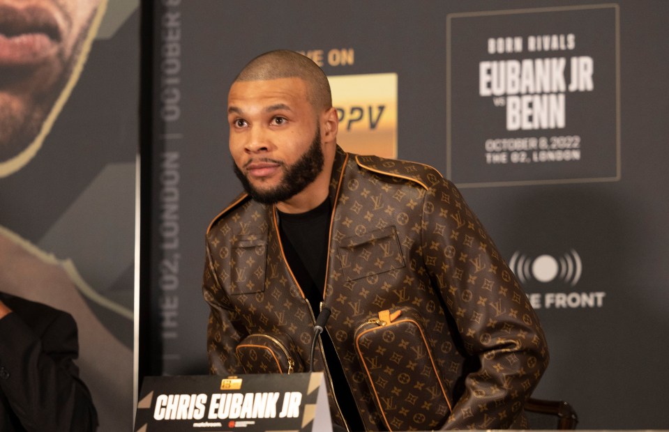 Eubank Jr arrived at the press conference in a flashy Louis Vuitton jacket