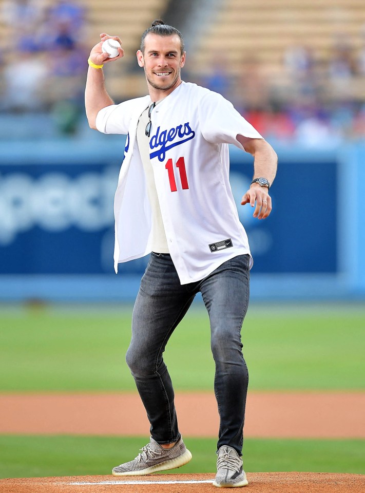 Gareth Bale threw out the first pitch at an LA Dodgers baseball game