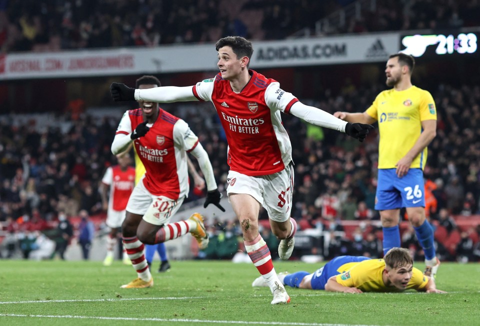 The 18-year-old scored on his Arsenal debut last year