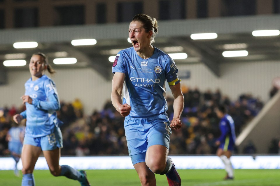 Ellen White led Man City to a Conti Cup win against Chelsea in March