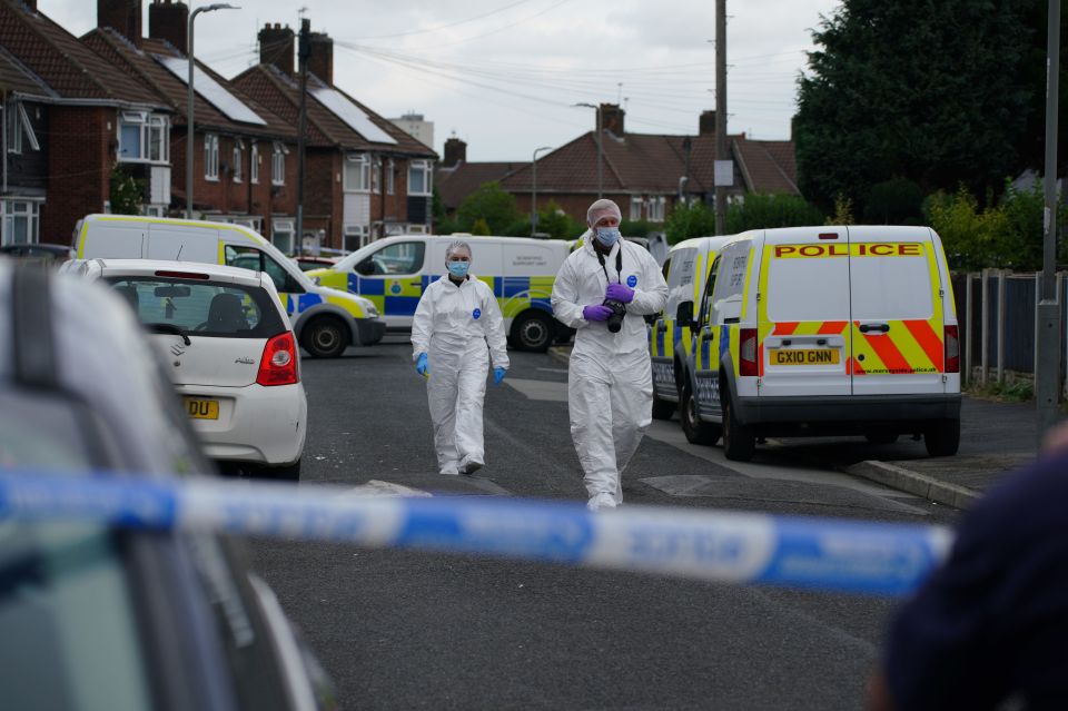 Forensic officers in Kingsheath Avenue, Knotty Ash