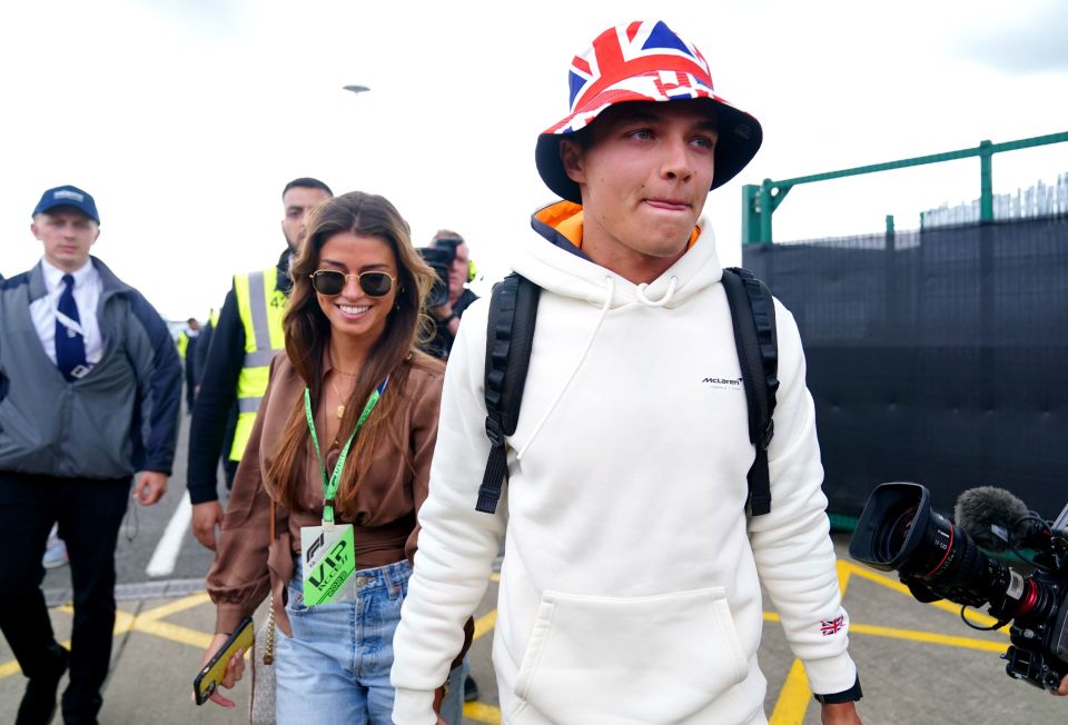 Lando Norris and his girlfriend Luisinha Oliveira at the British Grand Prix 2022