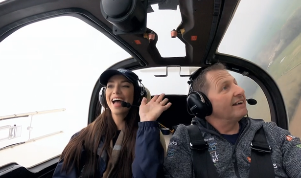 April was seen flying a plane during her introduction on the show