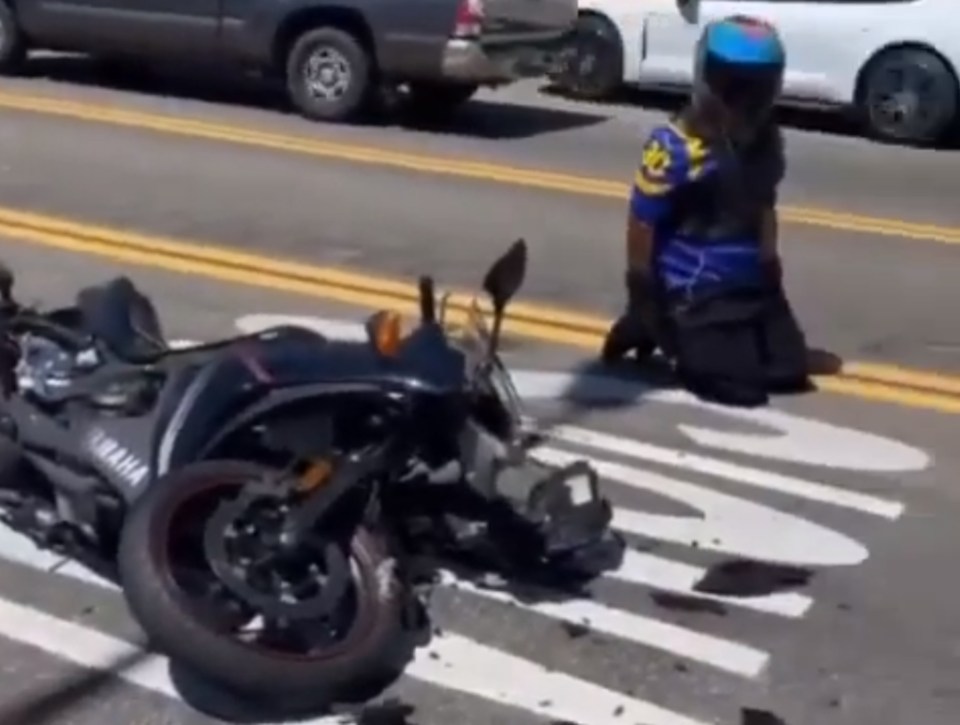 It was a bad day for this motorbike rider who rear-ended a £2million car