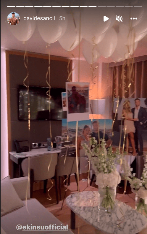 The room was decorated with balloons and images of the pair on the show