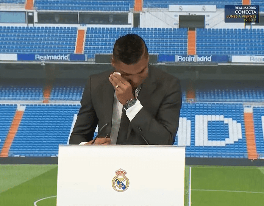 The Brazil star was visibly emotional in his farewell speech to Real Madrid