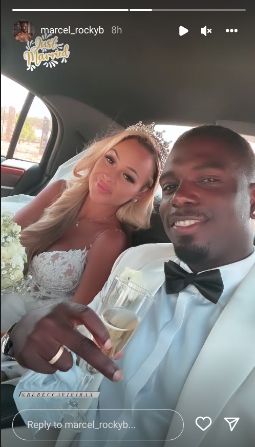 Marcel previously shared a snap of his stunning bride in their wedding car