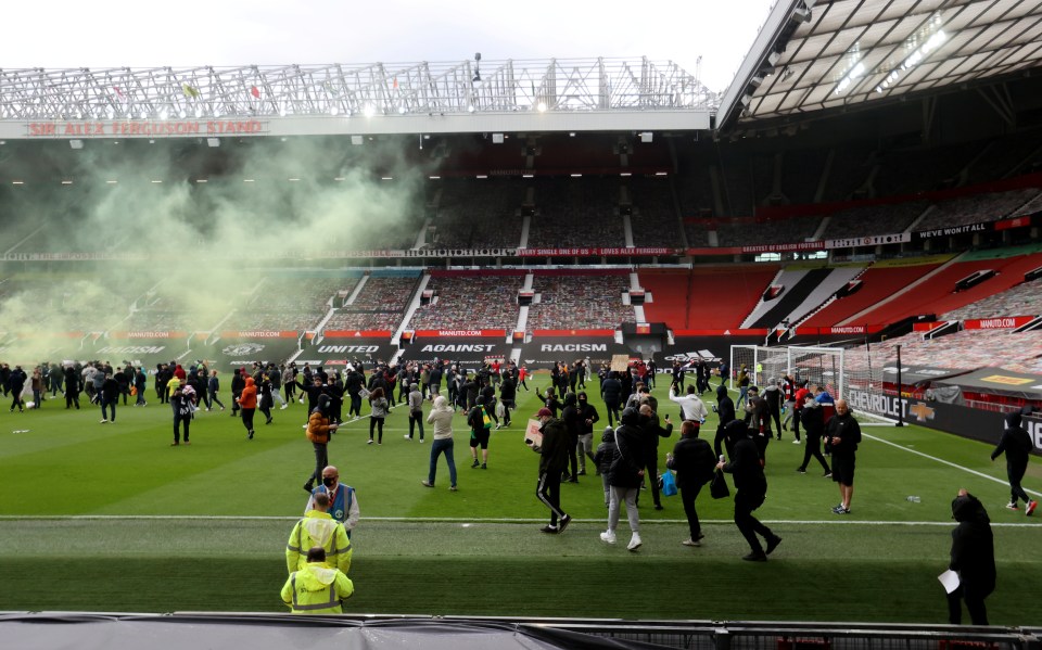 Fans managed to get inside the stadium and protested on the pitch