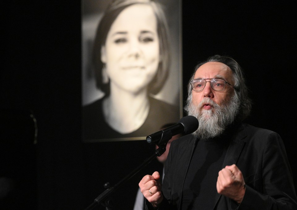 Alexander Dugin speaking at his daughter's funeral