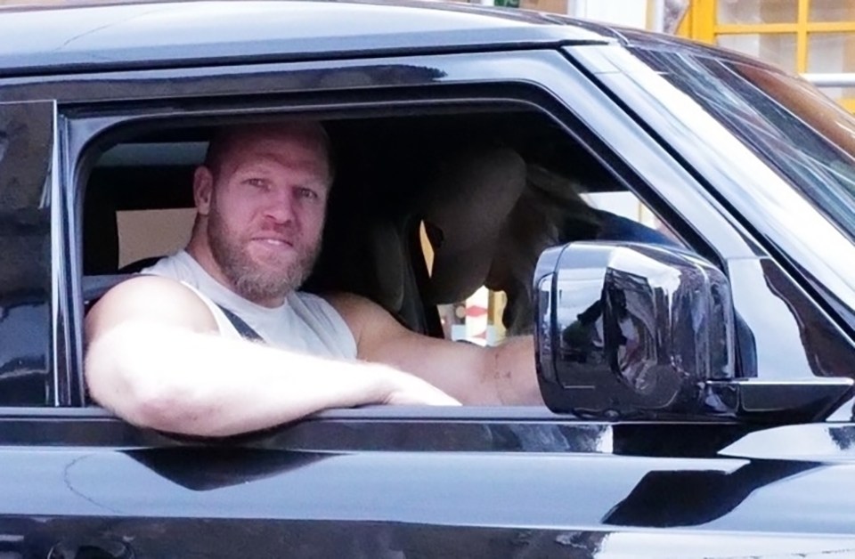 New dad James Haskell beamed as he drove around London in his Land Rover