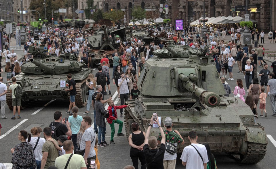 Putin has lost around 1,800 tanks in the war - some of which are on display in the capital