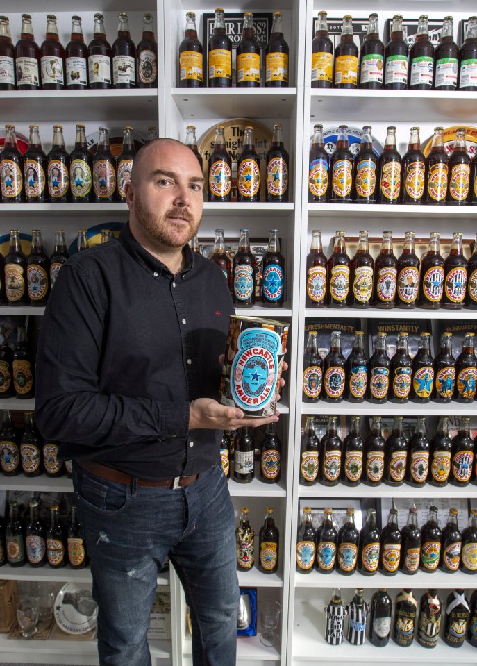 Finance director Michael Hewitt, 41, thinks he has the world’s biggest collection of limited-edition Newcastle Brown Ale bottles