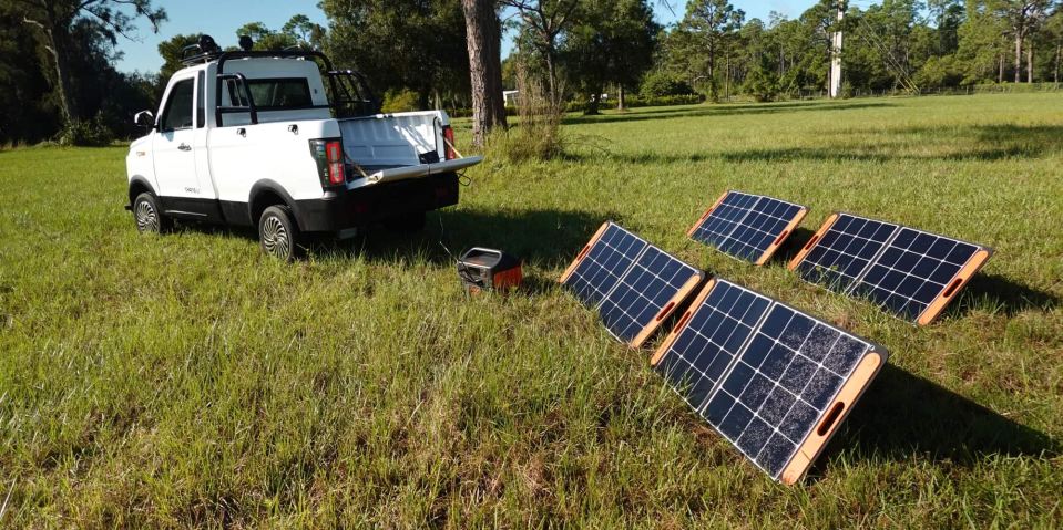 Micah has been charging it up with solar panels while out and about