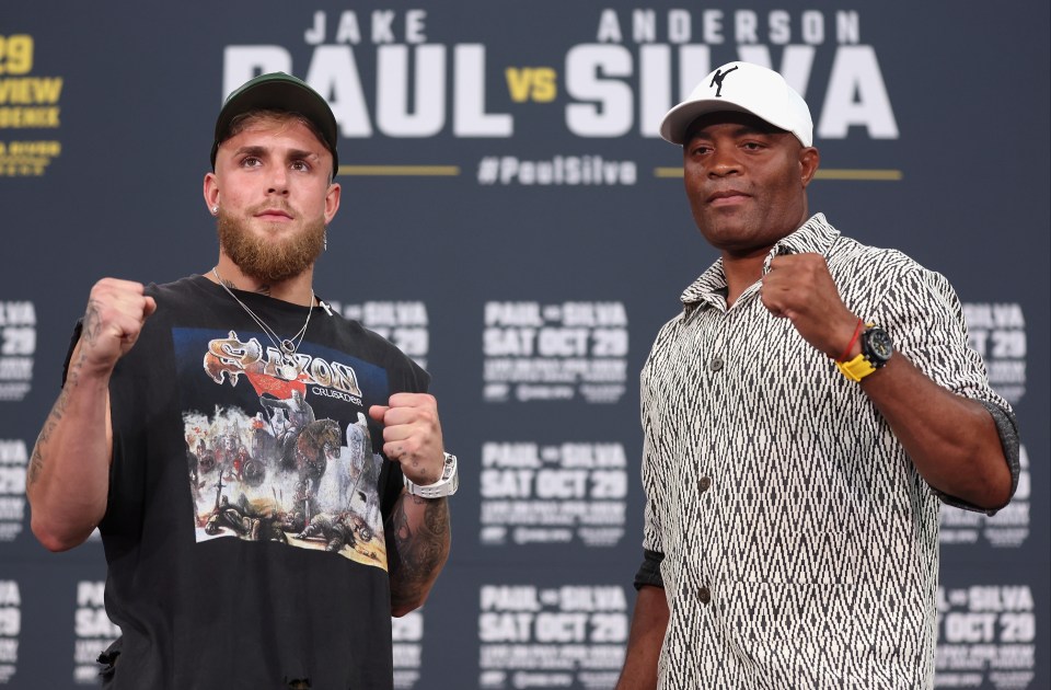 Jake Paul and Anderson SIlva ahead of their October 29 fight