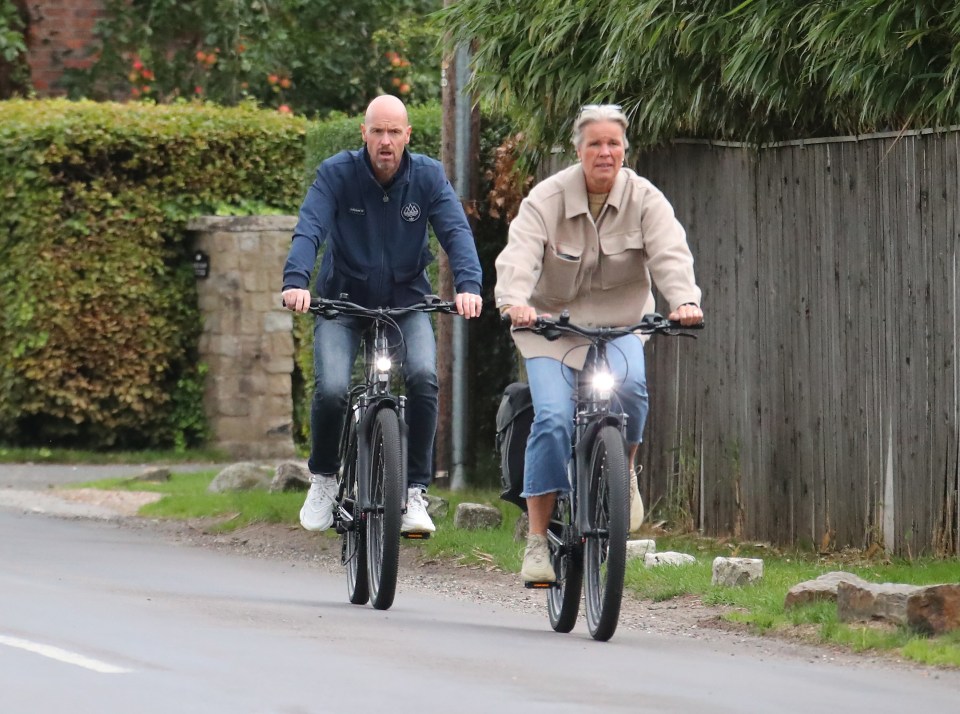 Erik ten Hag was spotted on a bike ride with his wife, Bianca