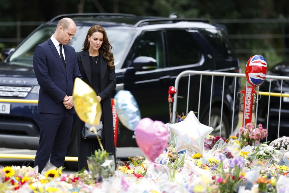 Prince William and Princess Kate viewing flowers at Sandringham today