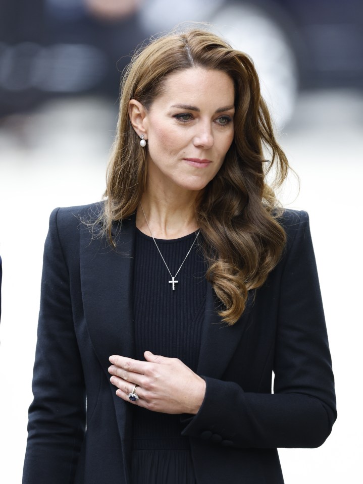 Kate wore black to greet members of the public