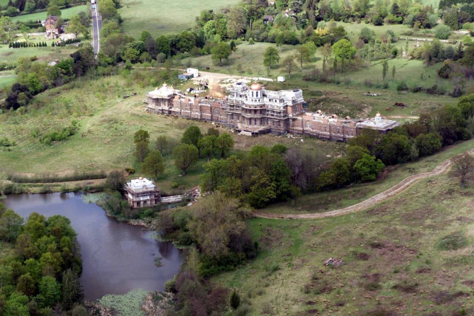 The palace has been left covered in scaffolding and unfinished