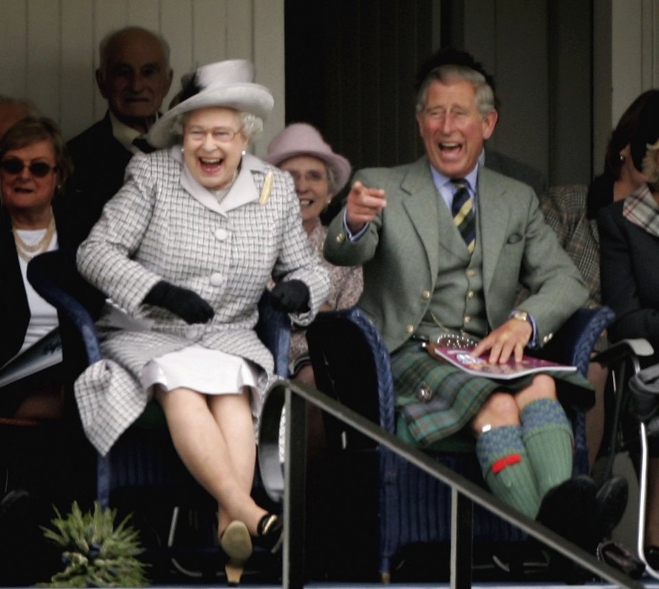 The Queen shares a laugh with her son, now King Charles III