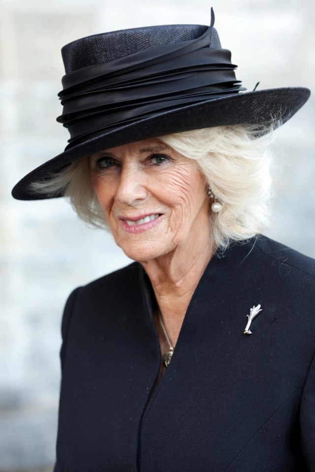 Camilla wore the Welsh Guards Leek Brooch in Cardiff