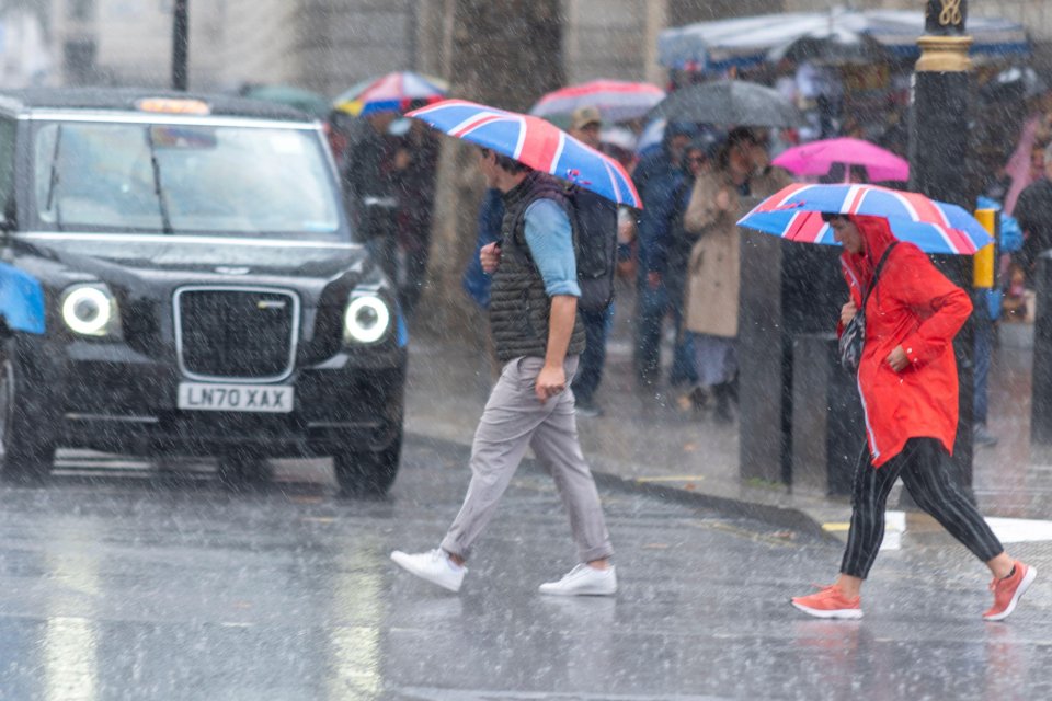 Brits in the south are set to endure heavy showers from this evening