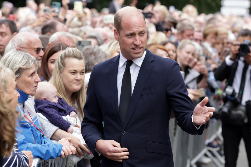 William talks to members of the public at Sandringham today