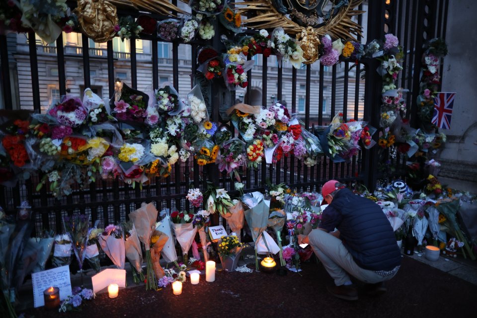 Flowers and tributes outside Buckingham Palace following the Queen's death