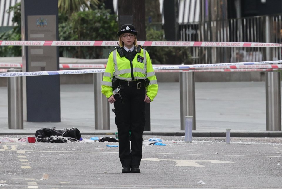 A policewoman on scene after the incident this morning