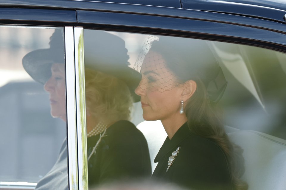 Kate and Camilla travelling together for the Queen's coffin procession