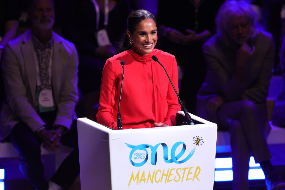 Meghan Markle delivers her speech at the event in Manchester