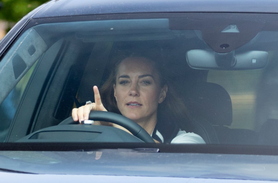 The Duchess of Cambridge looked relaxed behind the wheel