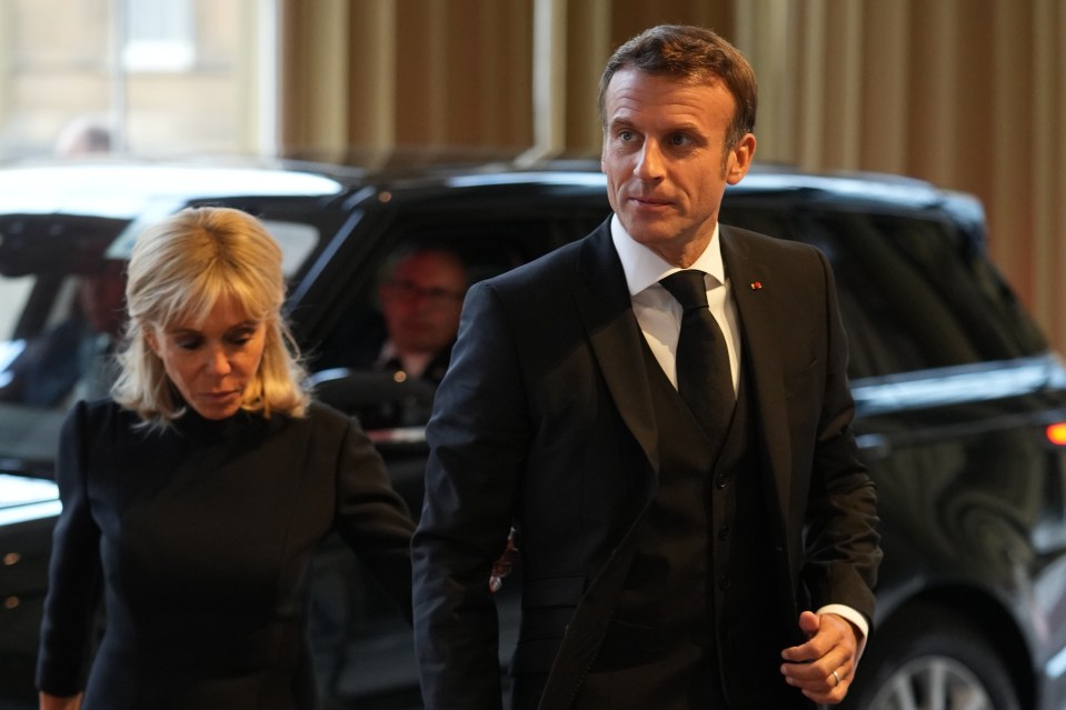 French president Emmanuel Macron and his wife Brigitte arrive at the palace