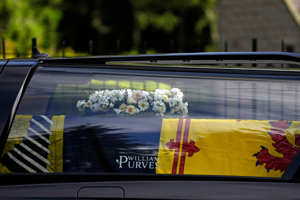 The Queen's coffin leaving Balmoral Castle in Scotland