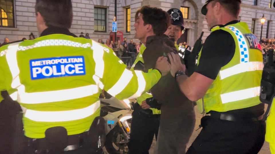 The idiot on blades came flying around Parliament Square before being floored by police