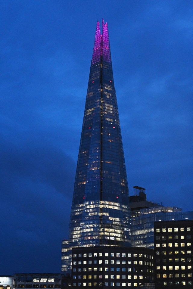 The Shard in central London lit up in tribute Queen Elizabeth