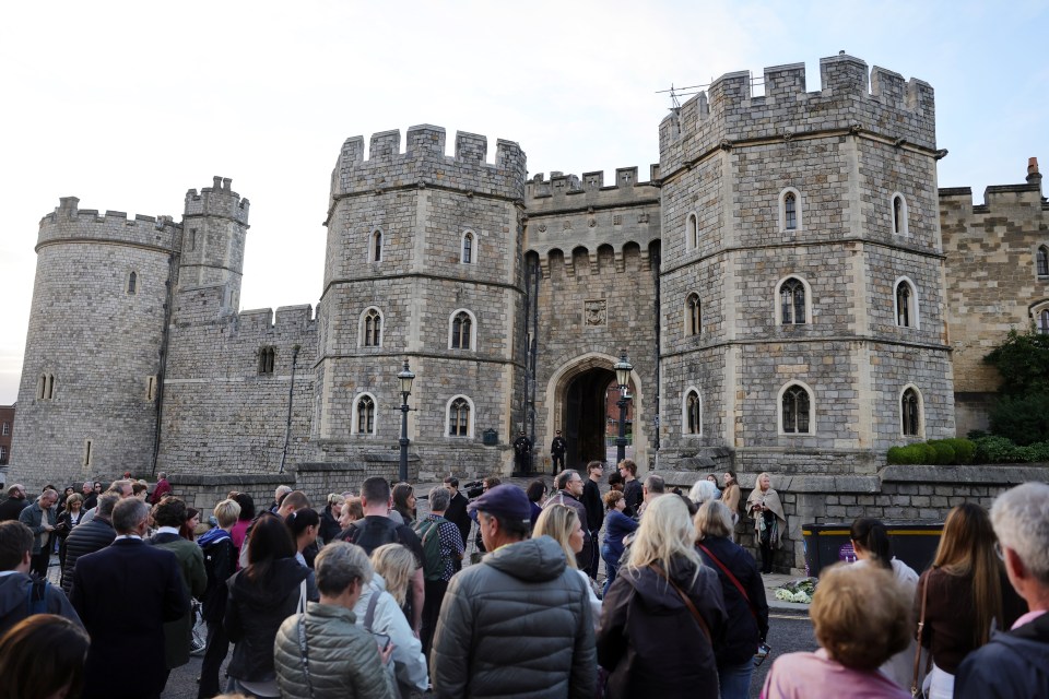 A crowd also gathered at Windsor Castle earlier