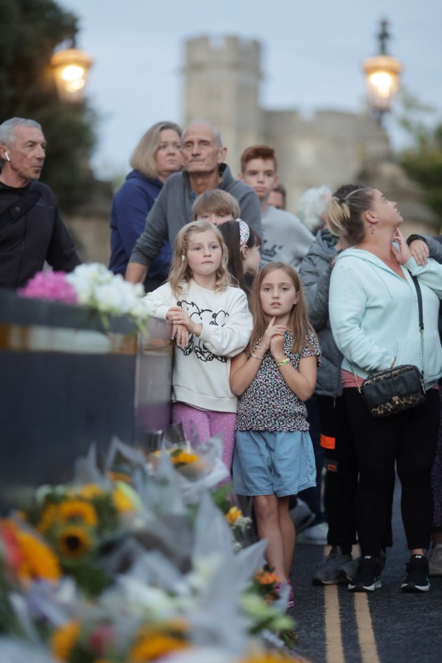 Two children were among the crowd that gathered at Windsor Castle