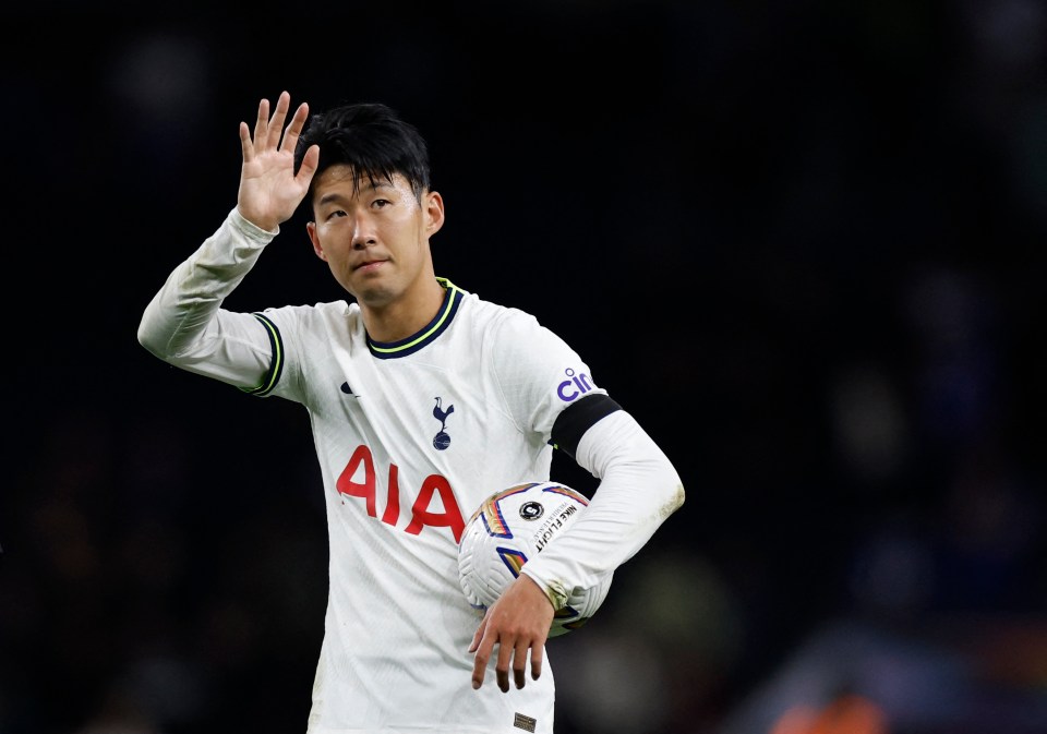 Son took in the applause from the crowd as he scooped up the match ball