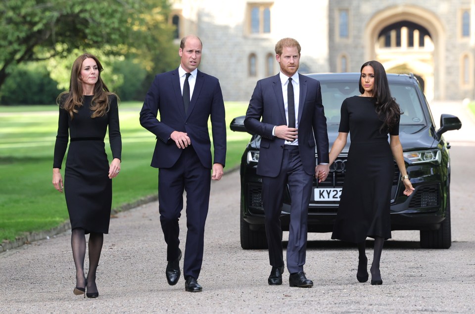 William and Kate were joined by Harry and Meghan after the Queen's death