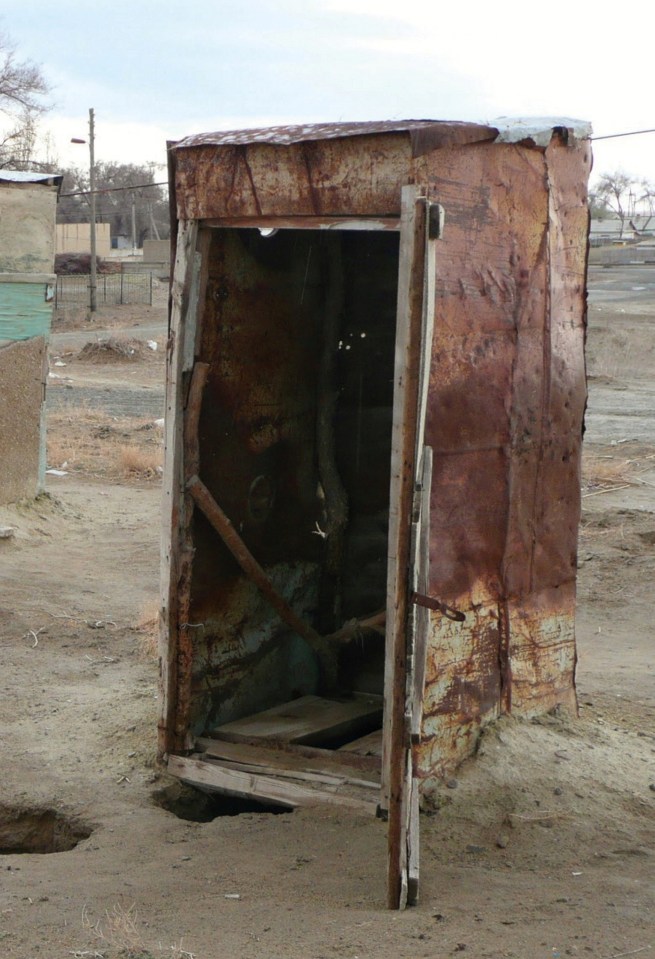 Only the hardy or very desperate would venture inside this toilet in Uzbekistan