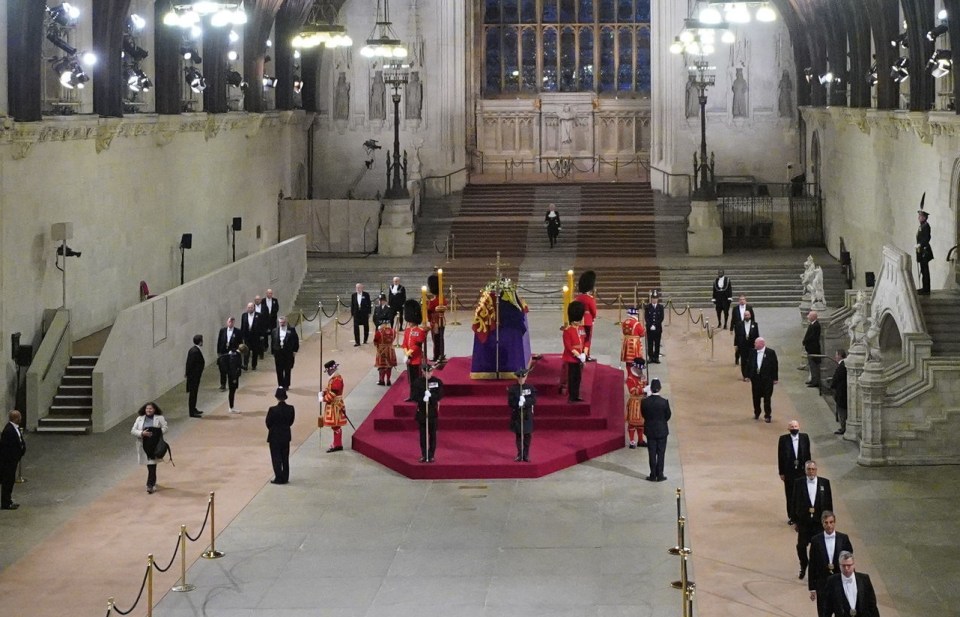 The final mourners passing the coffin just before 6.30am today