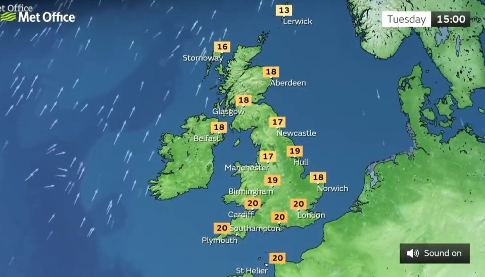 And today's weather isn't bad either with highs of 20C in some areas