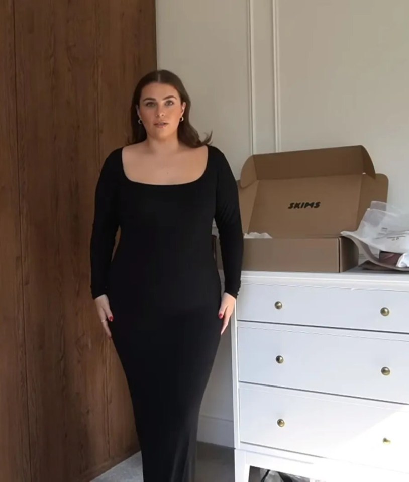 The fashion fan tried on the £86 'soft lounge long sleeve dress'