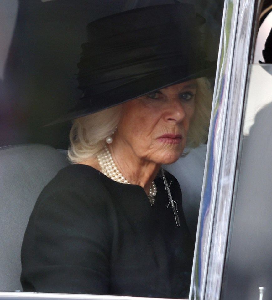 Camilla stared out at the crowds of mourners