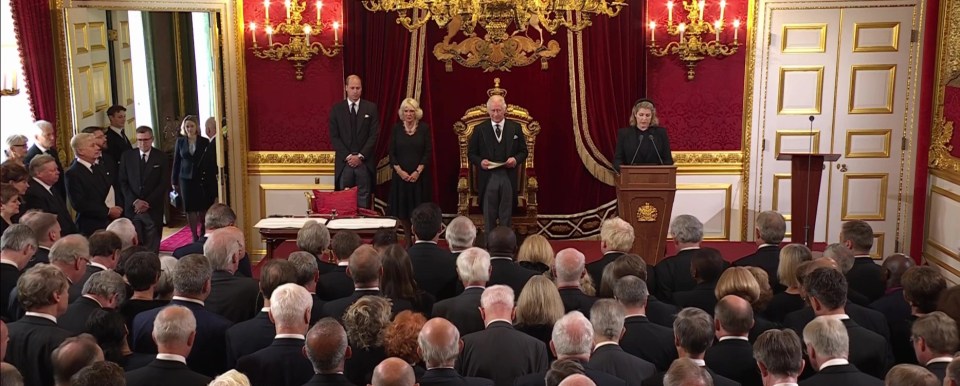 William watched on as his father made a personal declaration on the death of the Queen