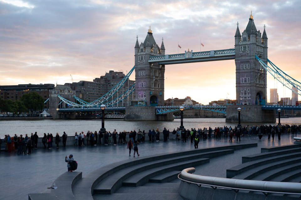 Thousands are queuing today to file past the Queen’s coffin